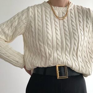 Vintage ivory cable knit sweater